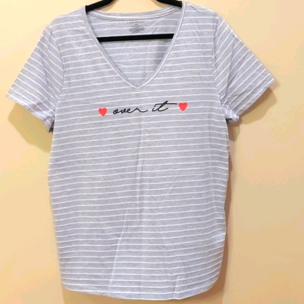 NWT Lane Bryant Striped Gray T-shirt